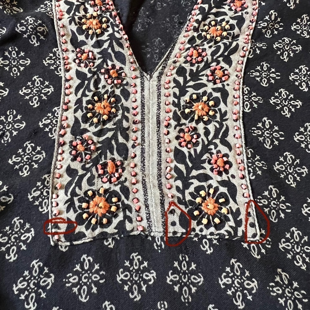 Lucky Brand Made in India Tunic Top Moroccan Indian
Print M Medium Tassle Boho - Picture 11 of 12